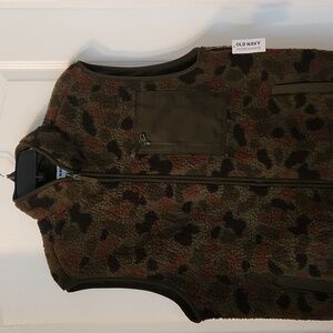 Camo Sherpa Vest Men’s M OLD NAVY Warm and Cozy Full Zip